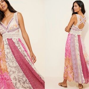 Anthropologie Multicolor Patchwork Maxi Dress